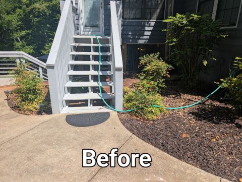 Stairs and planting beds before landscaping